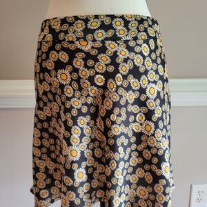 Free People Orange and Black Skater Mini Skirt